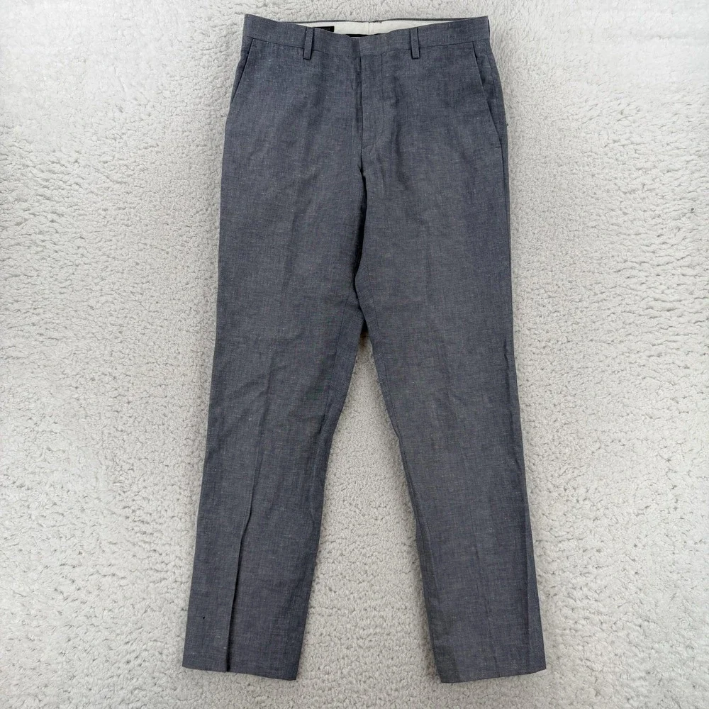 J Crew Ludlow Slim Dress Pants Mens 31x32 Gray Slim Fit Linen Blend Somelos